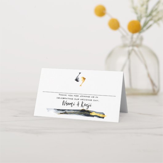 Wassercolor Koi Fish Wedding Platzkarte (Vorderseite)