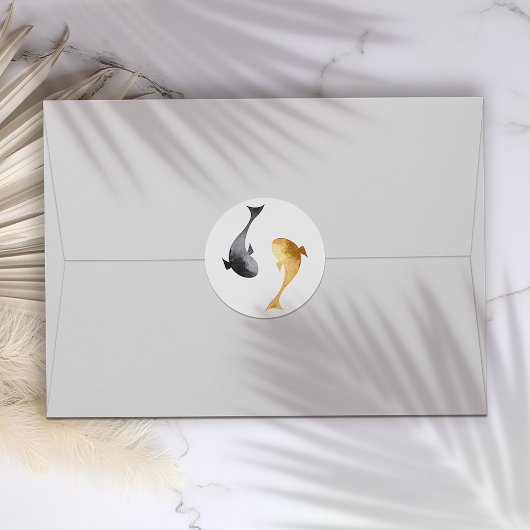 Wassercolor Koi Fish Wedding Runder Aufkleber