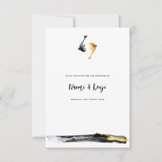 Wassercolor Koi Fish Wedding Save The Date (Vorderseite)