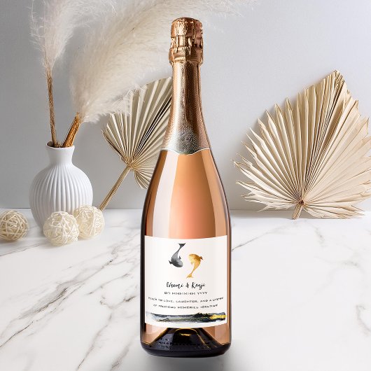 Wassercolor Koi Fish Wedding Schaumweinetikett