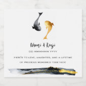 Wassercolor Koi Fish Wedding Schaumweinetikett (Einzelnes Label)