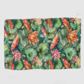 Wassercolor Koi & Water Lilies Golf Handtuch (Horizontal)