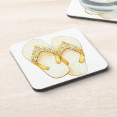 WASSERCOLOR PASTEL YELLOW SEQUINIERTE FLIP-FLOPS GETRÄNKEUNTERSETZER (Linke Seite)