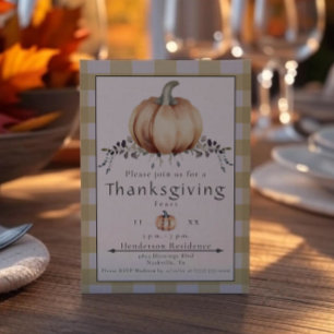 Wassercolor Pumpkin Erntedank Dinner Gelb Einladung