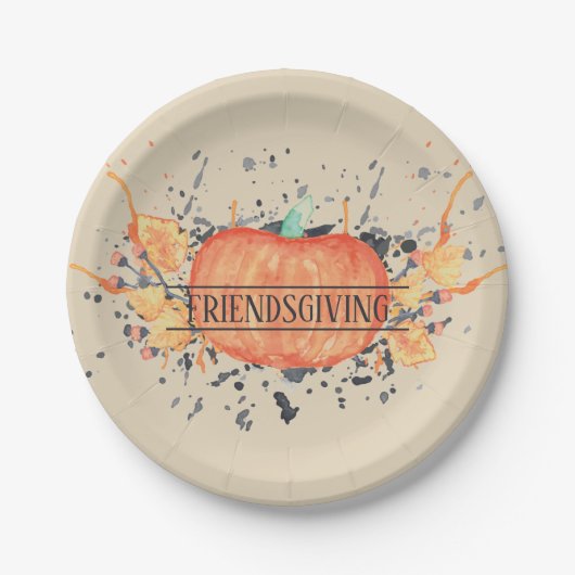 Wassercolor Pumpkin Friendsgiving Pappteller (Vorderseite)