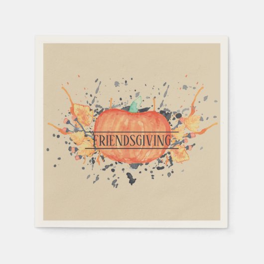 Wassercolor Pumpkin Friendsgiving Serviette (Vorderseite)