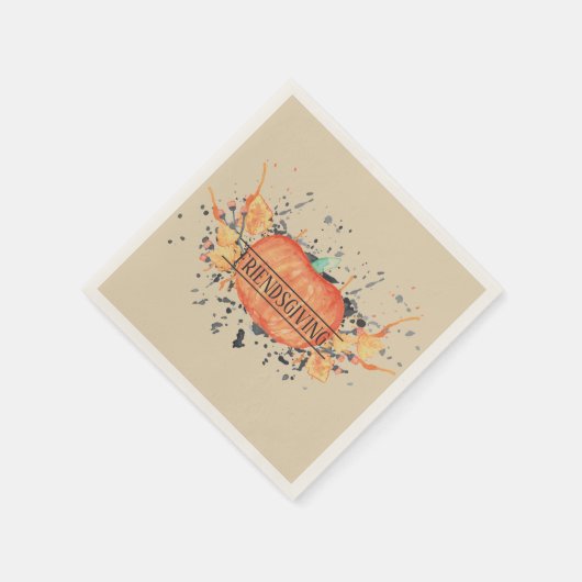 Wassercolor Pumpkin Friendsgiving Serviette (Ecke)