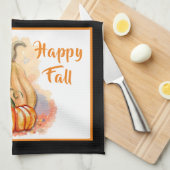 Wassercolor Pumpkin Trio Happy Fall Geschirrtuch (Viertel Falte)