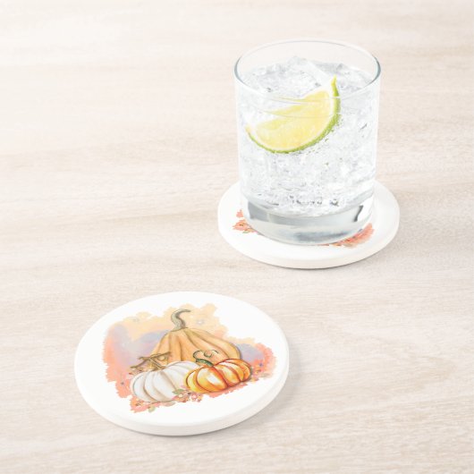 Wassercolor Pumpkin Trio Sandstone Untersetzer (Seite)