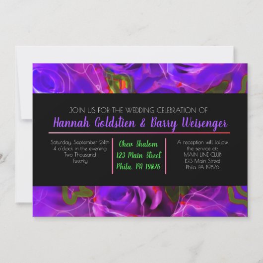 WASSERCOLOR ROSE PINK NEON Weditation Einladung (Vorderseite)