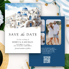 Wassercolor Santorini Griechenland Foto Hochzeit Save The Date
