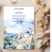 Wassercolor Santorini Griechenland Skyline Wedding Einladung