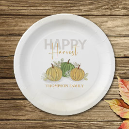 Wassercolor Simple Pumpkin Gourd Happy Harvest Pappteller