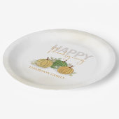 Wassercolor Simple Pumpkin Gourd Happy Thanksgivin Pappteller (Schrägansicht)