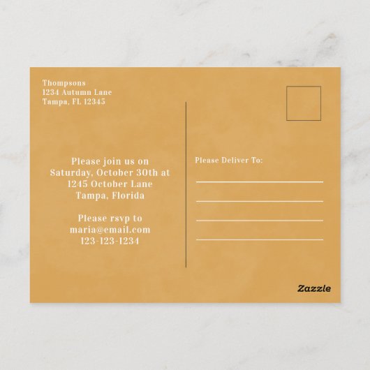 Wassercolor Simple Pumpkin Gourd Happy Thanksgivin Postkarte (Rückseite)