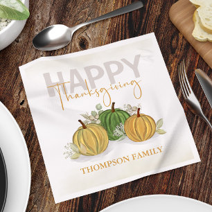 Wassercolor Simple Pumpkin Gourd Happy Thanksgivin Serviette