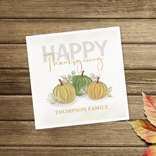 Wassercolor Simple Pumpkin Gourd Happy Thanksgivin Serviette