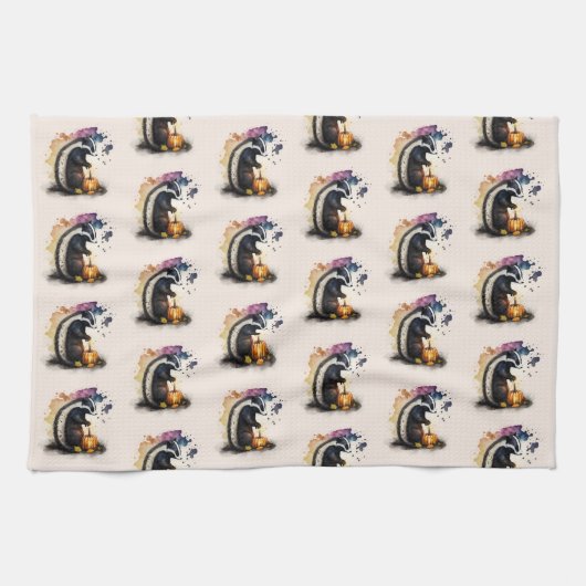 Wassercolor Skunk Halloween Geschirrtuch (Horizontal)