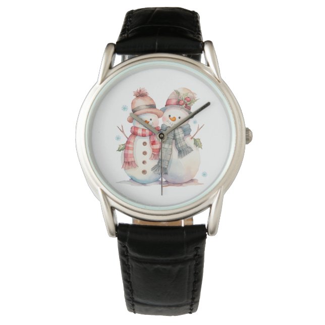 Wassercolor Snowman Armbanduhr (Vorderseite)