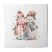 Wassercolor Snowman Fliese (Vorderseite)