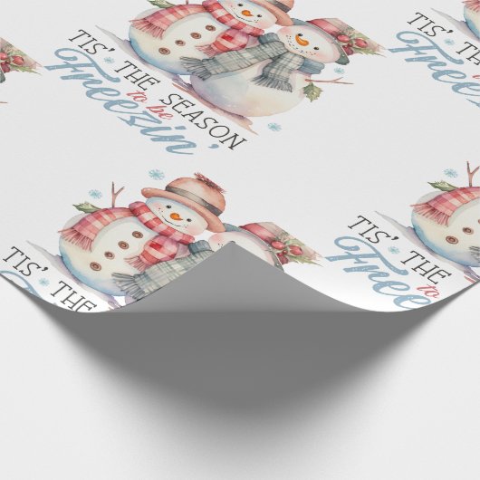 Wassercolor Snowman Geschenkpapier (Ecke)