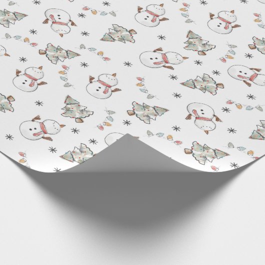 Wassercolor Snowman Geschenkpapier (Ecke)
