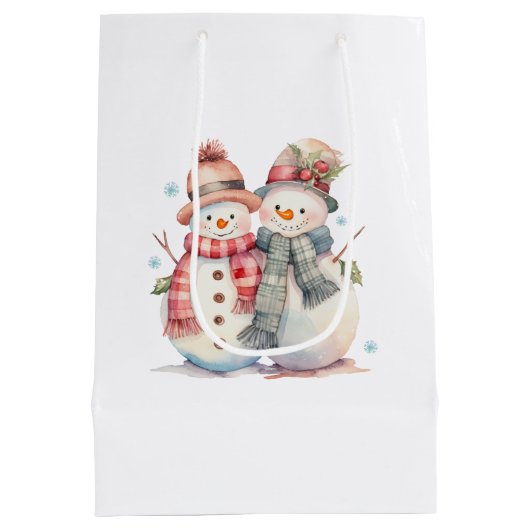 Wassercolor Snowman Mittlere Geschenktüte (Rückseite)