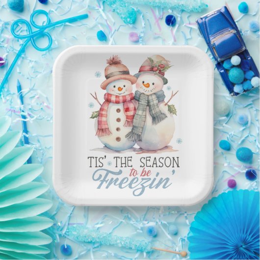 Wassercolor Snowman Pappteller (Party)