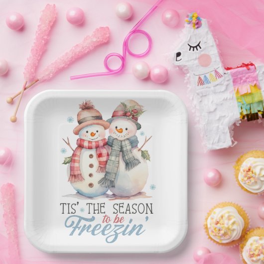 Wassercolor Snowman Pappteller (Party)