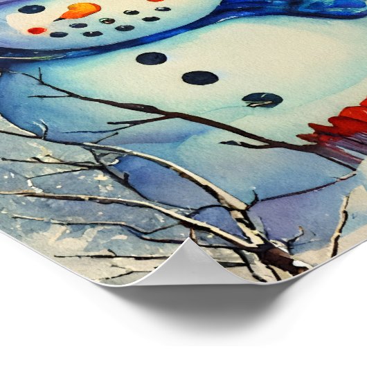 Wassercolor Snowman Poster (Ecke)