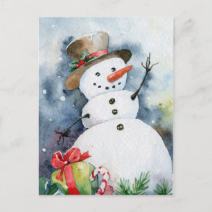 Wassercolor Snowman Postkarte