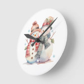 Wassercolor Snowman Runde Wanduhr (Winkel)