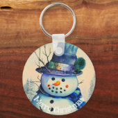 Wassercolor Snowman Schlüsselanhänger (Vorderseite)