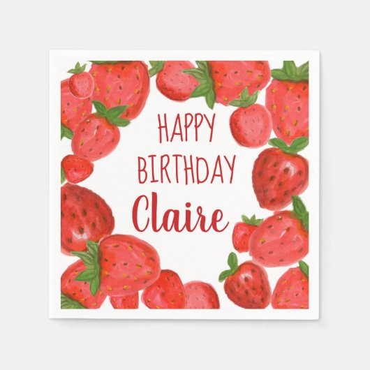 Wassercolor Strawberry Napkins Serviette (Vorderseite)