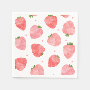 Wassercolor Strawberry Napkins   Strawberry Napkin Serviette