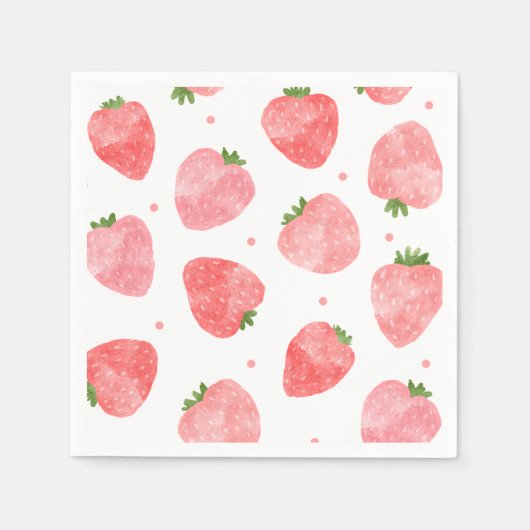 Wassercolor Strawberry Napkins | Strawberry Napkin Serviette (Vorderseite)