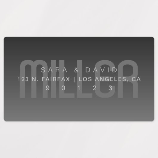 Wasserdicht verblassen sehr dunkelgrau Ombre-Adres Etiketten (Design 3)