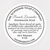 Wasserdicht, weiß, schwarze Textseife kosmetisch Etiketten (Design 1)