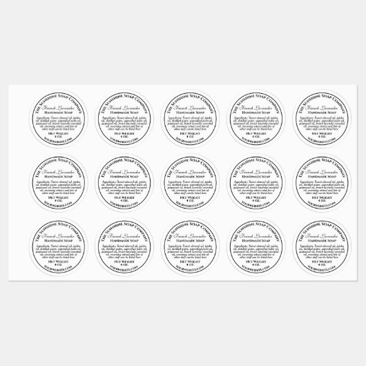 Wasserdicht, weiß, schwarze Textseife kosmetisch Etiketten (Blatt)