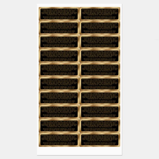 Wasserdichte Inhaltsstoffe: schwarzes goldenes Rec Etiketten (Blatt)