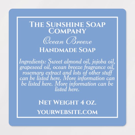 Wasserdichte, milchblaue und weiße Seifenzutaten Etiketten (Design 3)