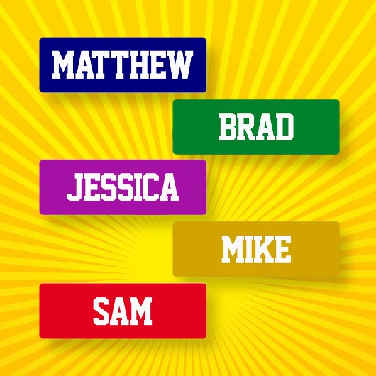 Wasserdichte Namen Weiß auf mehreren Farben Etiketten