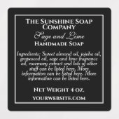 Wasserdichte schwarz-weiße Seifenzutaten Etiketten (Design 1)