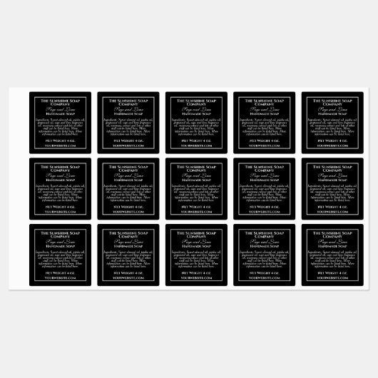 Wasserdichte schwarz-weiße Seifenzutaten Etiketten (Blatt)