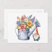 Wasserdose mit Blume und Garten Gnome Postkarte (Vorne/Hinten)