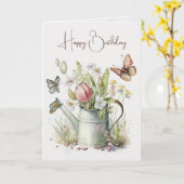 Wasserdose mit Tulips Geburtstag Karte (Gelbe Blume)