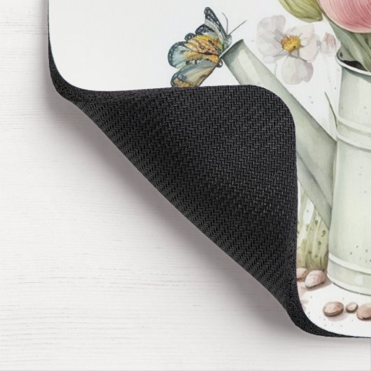 Wasserdose mit Tulips und Schmetterlingen Mousepad (Ecke)