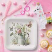 Wasserdose mit Tulips und Schmetterlingen Pappteller (Party)