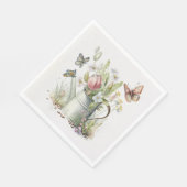 Wasserdose mit Tulips und Schmetterlingen Serviette (Ecke)