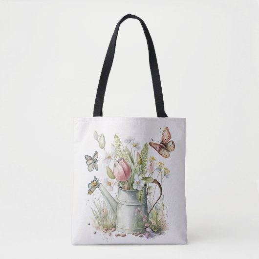 Wasserdose mit Tulips und Schmetterlingen Tasche (Vorderseite)